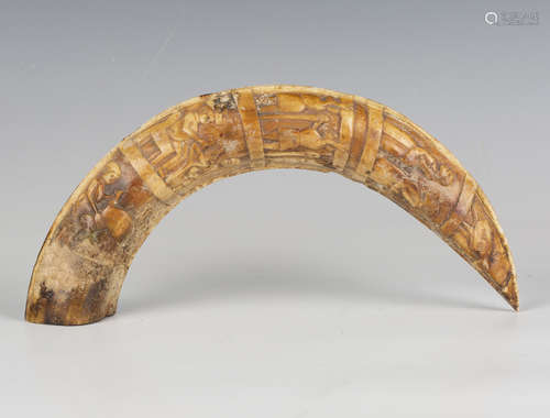 An African Loango carved hippopotamus tusk, Democratic Repub...