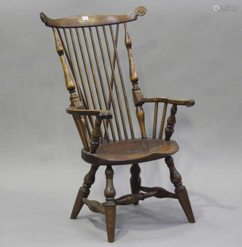 A modern ash, elm and beech Windsor armchair by James Mursel...