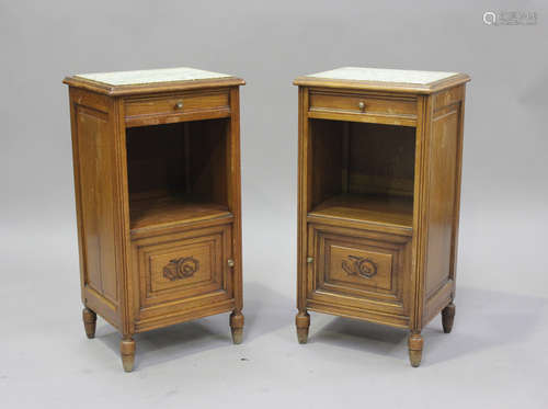 A pair of early 20th century French oak and stained ash besi...