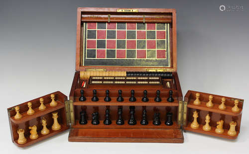 A late Victorian mahogany cased and brass bound games compen...