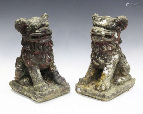 A pair of 20th century cast composition stone garden models ...
