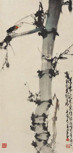 赵少昂（1905～1998） 1981年作 蝉竹图 立轴 设色纸本