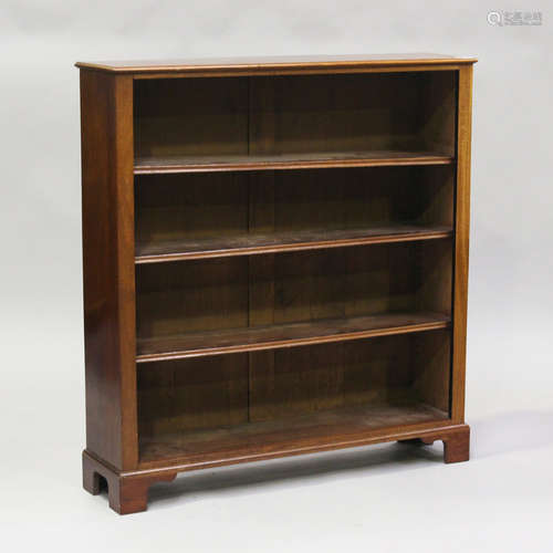 A late Victorian mahogany open bookcase, fitted with three a...