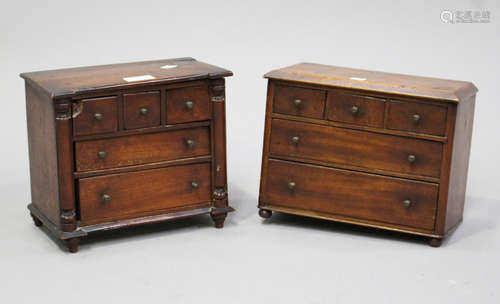 A Victorian mahogany diminutive table-top chest of drawers, ...