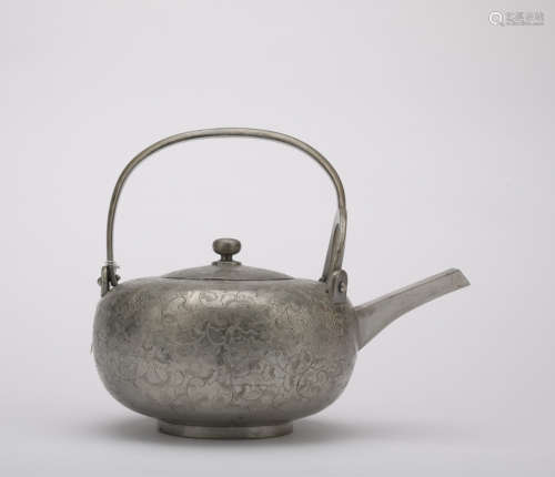 A silver 'floral' pot