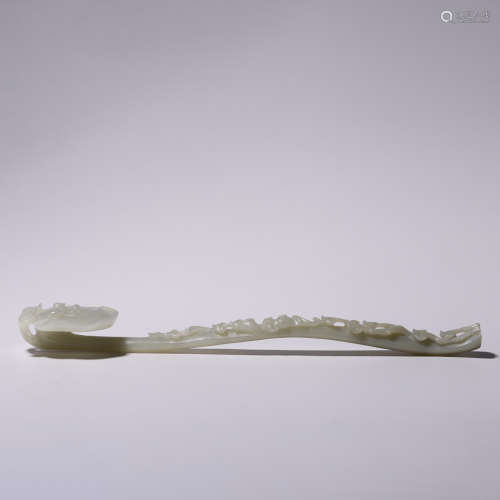 A carved hetian white jade ruyi scepter