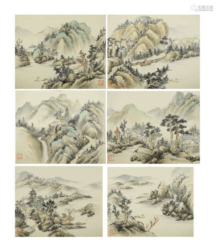 A chinese landscape painting album, wu qinmu mark