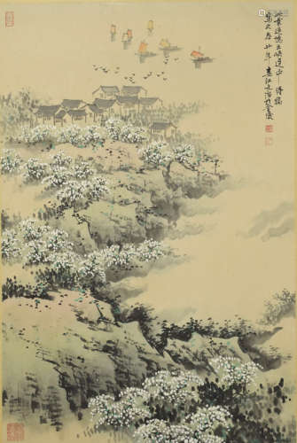 A chinese landscape painting, song wenzhi mark