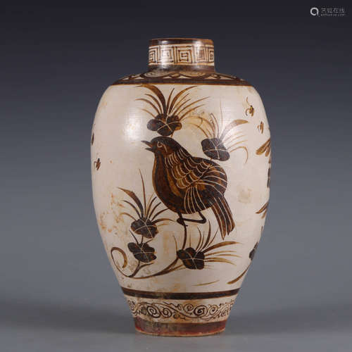 An incised cizhou kiln flowers and birds meiping