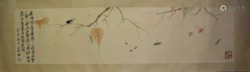 A chinese bugs painting, qi baishi mark