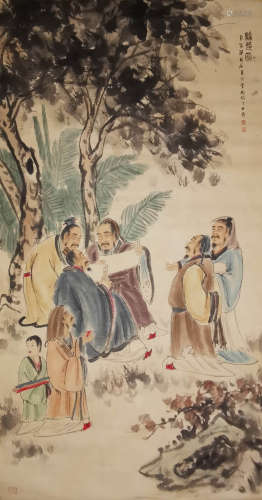 A chinese scholars painting, fu baoshi mark