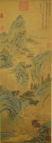 A chinese landscape painting scroll, huang gongwang mark