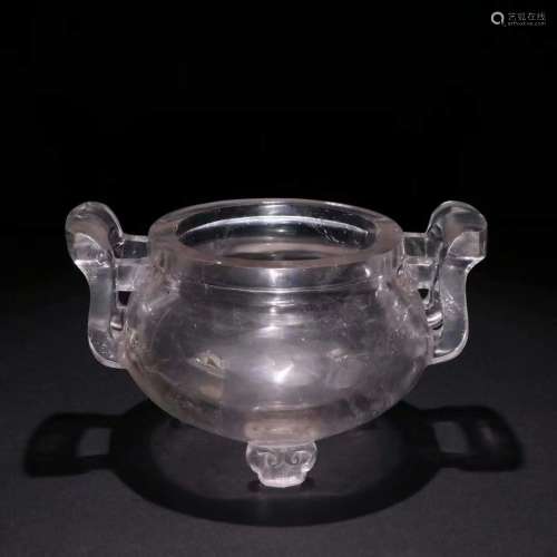 A crystal glass double-eared incense burner