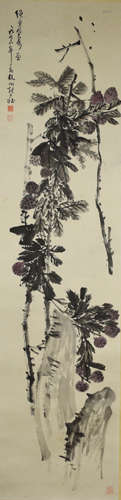 A chinese vine painting scroll, zhang dazhuang mark