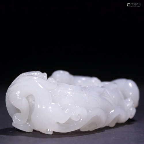 A carved hetian jade brush washer