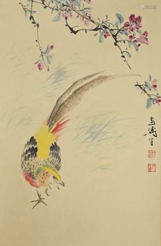 A chinese flower and bird painting, wang xuetao mark