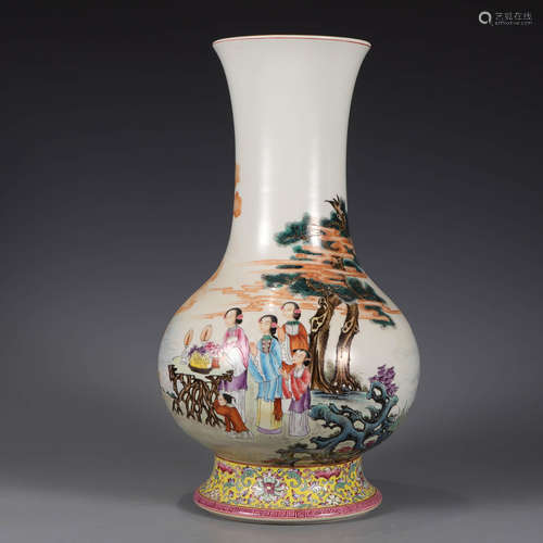 A famille rose ladies vase