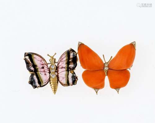 Zwei Schmetterlingsbroschen