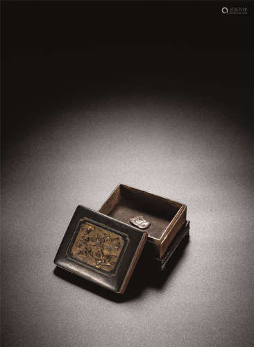 清乾隆 铜鎏金浮雕花鸟盖盒