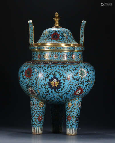 CLOISONNE CENSER WITH FLOWER PATTERN