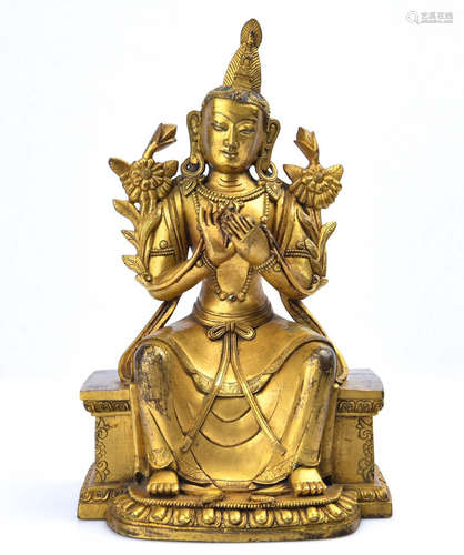 GILT BRONZE MAITREYA BUDDHA STATUE