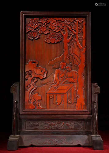 BAMBOO SCREEN CARVED WITH STORY&POETRY