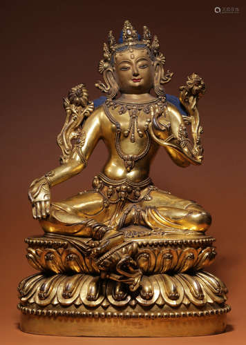 GILT BRONZE TARA BUDDHA STATUE