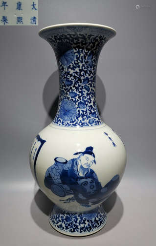 DAQINGKANGXINIANZHI MARK BLUE&WHITE GLAZE VASE