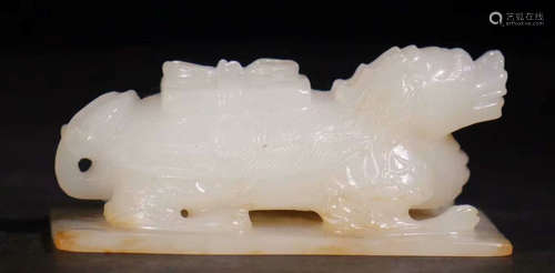 HETIAN JADE SEAL CARVED WITH BEAST