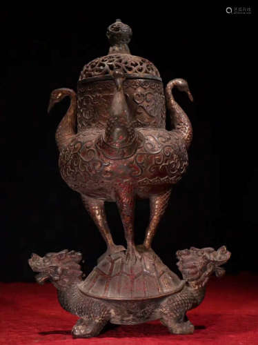 COPPER CENSER SHAPED WITH BEAST