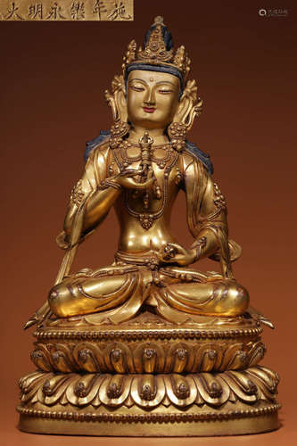 DAMINGYONGLENIANSHI MARK GILT BRONZE BUDDHA STATUE