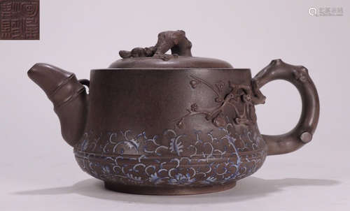 ZISHA TEA POT CARVED WITH PLUM FLOWER