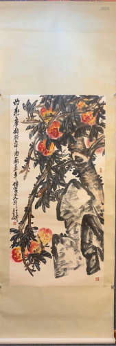 WUCHANGSHUO MARK PEACH PATTERN VERTICAL AXIS PAINTING