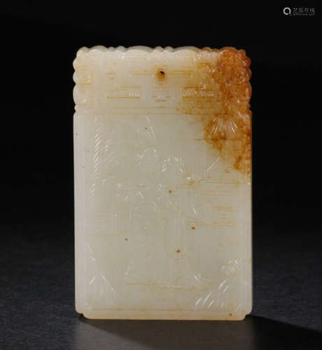 HETIAN JADE TABLET CARVED WITH STORY&POETRY