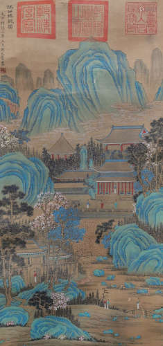 Chinese Painting Of Landscape Pavilion - Yan Wengui