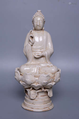Chinese Ding Wave Porcelain Buddha Statue