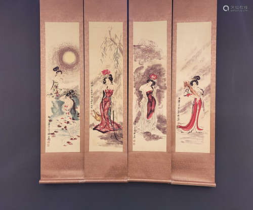 Chinese Four Screens Of Beauty - Xue Linxing
