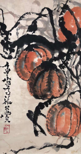 Chinese Painting Of Pumpkin - Shilu