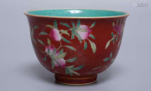 Chinese Carmine Red Porcelain Cup