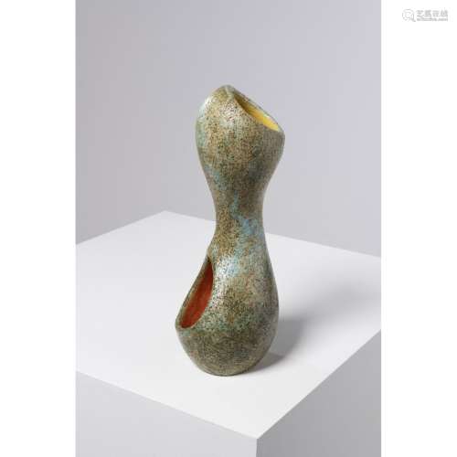 安德烈-阿列斯-马松(1919-2009)双叶雕塑釉面陶瓷背面刻有 