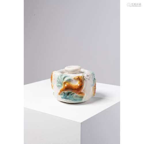 乔治-茹夫(1910-1964)带动物装饰的烟草罐釉面陶瓷与阿尔法签署的...