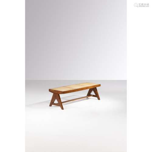 皮埃尔-让内(Pierre Jeanneret) (1896-1967)长椅柚木和藤条创建日...