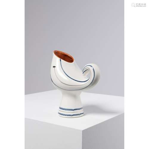 罗杰-卡普伦 (1922-2006)变形花瓶釉面陶瓷彩绘签名 