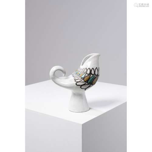 罗杰-卡普伦 (1922-2006)变形花瓶釉面陶瓷背面绘有签名 