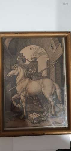 杜勒之后那匹小马雕刻19世纪16 x 10,5 cm