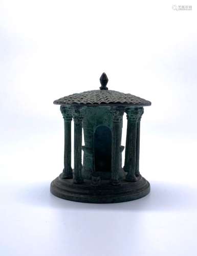 好奇心的对象罗马Tempieto形状的小烛台（?），有一个青铜柱廊19世纪...