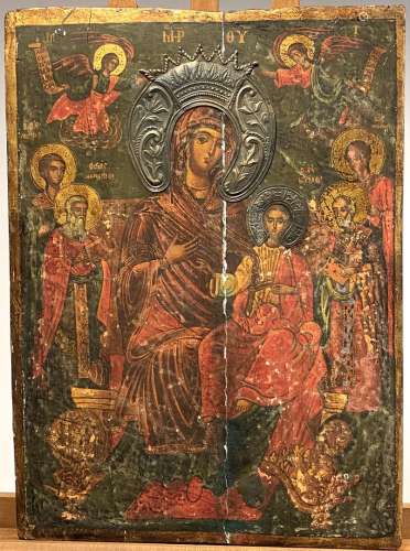 天主之母Hodigitria的圣像，左边是圣人Charalampe，右边是圣人Nich...