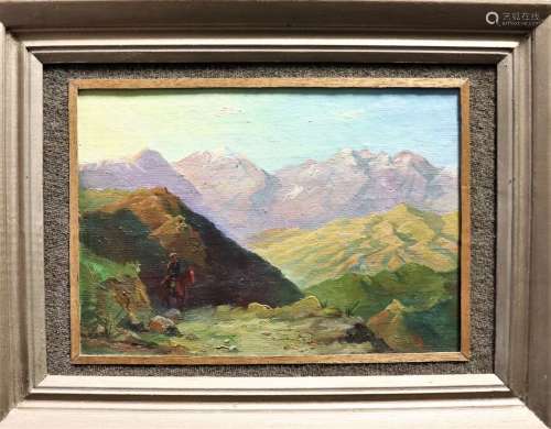 20世纪东欧学派高加索地区的骑手布面油画，装在面板上背面印有199...