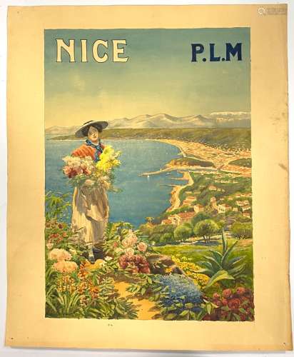 皮埃尔-康巴 (1859-1934)PLM 海报项目纸上水彩左下方有签名51 x ...