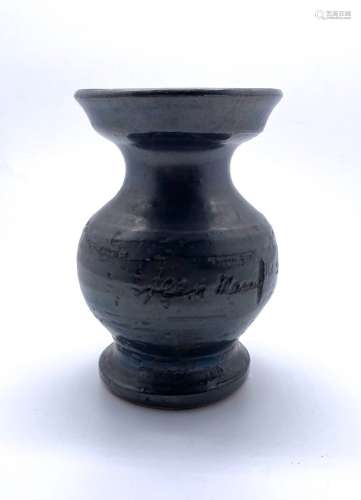 让-马莱斯(Jean MARAIS) (1913-1998)黑釉小陶瓷花瓶身体上有 